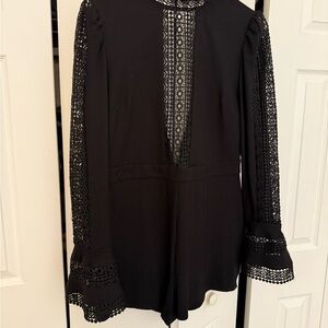 bebe Black Lace Detail Blouse